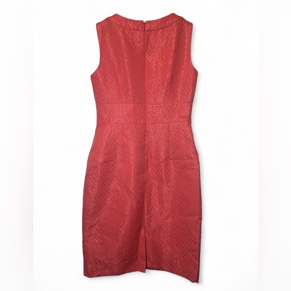 Tahari ASL Arthur S Levine Coral Geometric Textured Dress Size 2 A-Line Sheath - Picture 2 of 5